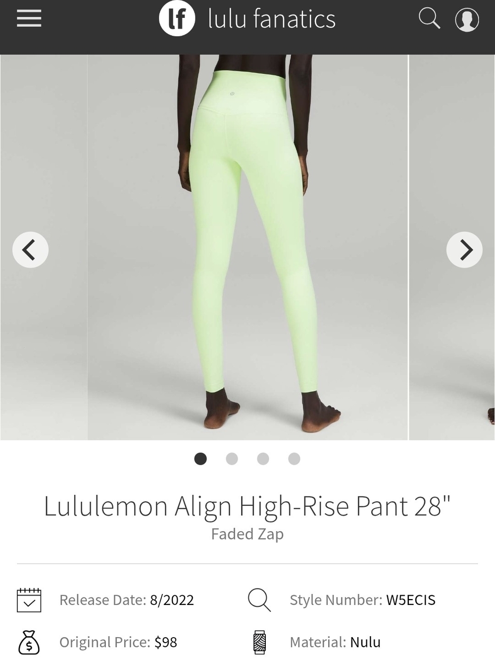 Lululemon Align High-Rise 28" Legging - Faded Zap